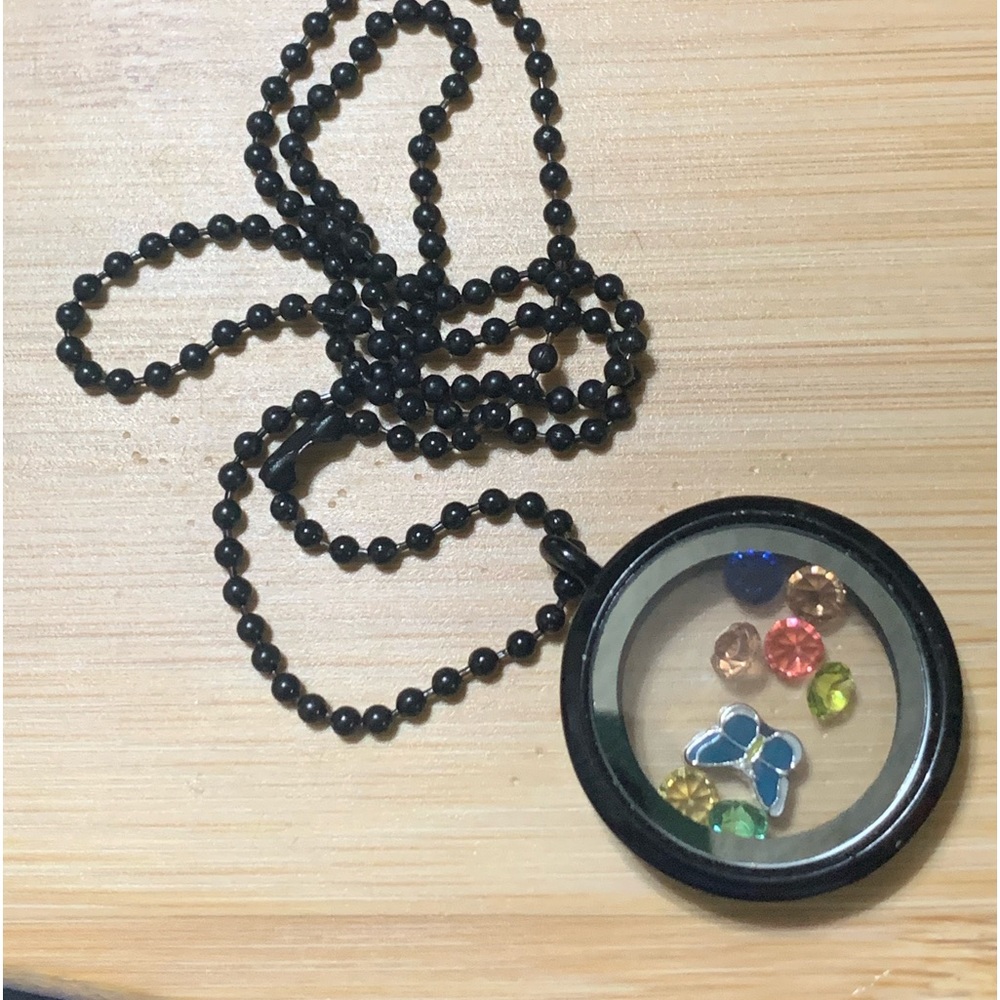 Beautiful black memory locket necklace